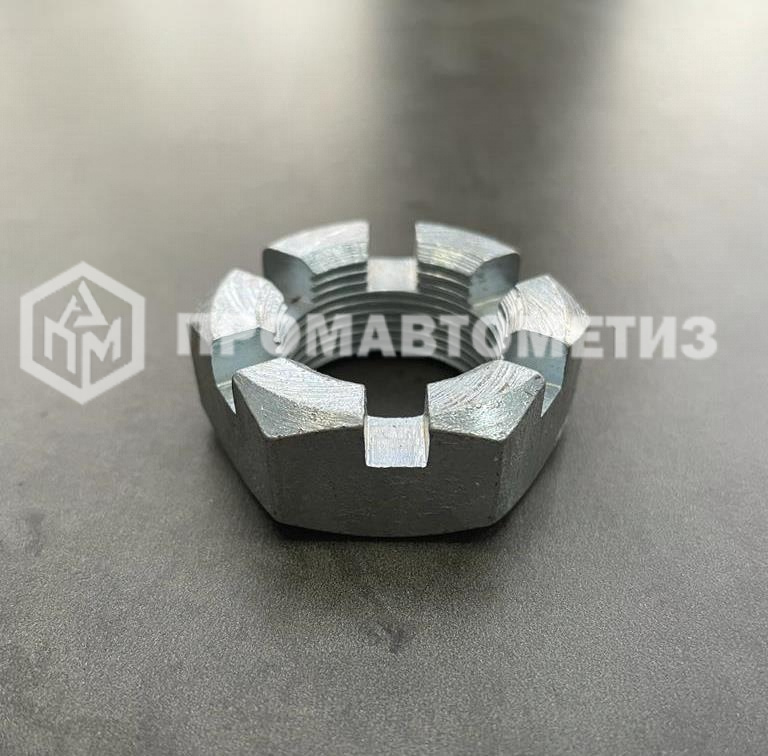 Гайка корончатая, прорезная низкая М24х1,5 ГОСТ 5919-73, покрытие цинк