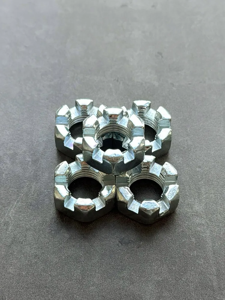 Гайка корончатая, прорезная низкая М12 ГОСТ 5919-73, класс прочности 8, покрытие цинк